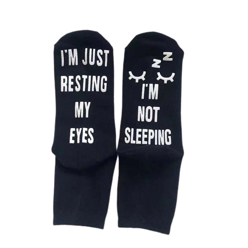 Women Men Slipper Socks Casual Soft Letter Print Sleeping Socks