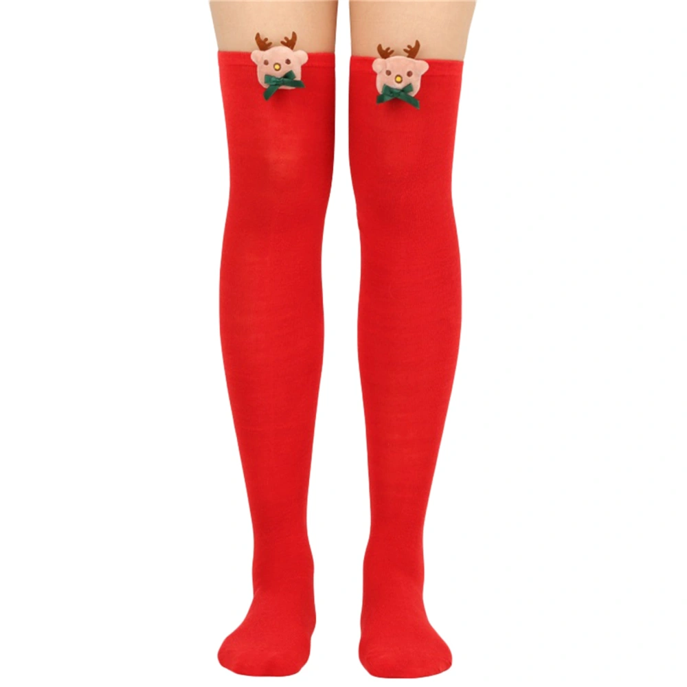 Women Christmas Long Stockings Deer Boots Thigh High Boot Socks