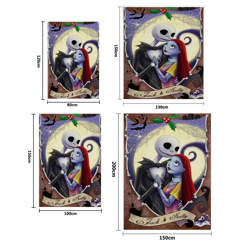Jack Skellington Skeleton & Sally Bean Blanket and Pillow Cover  Flannel Blanket For Couch For Soft Throws, Yoga Blanket, Small Blankets