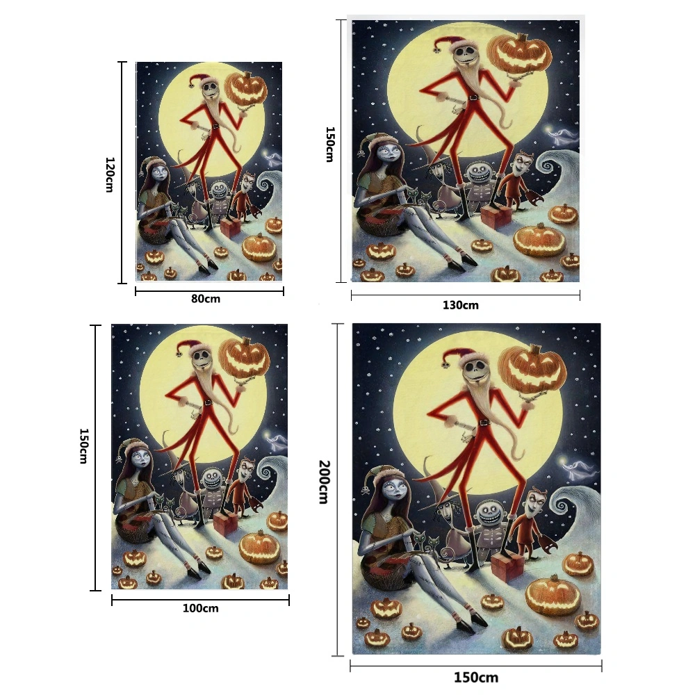 2PCS Halloween The Nightmare Before Christmas Blanket and Pillow Cover Throw Flannel Blanket For Couch For Sofa Throws For Couches, Outdoor Throw Blanket, Thin Blanket