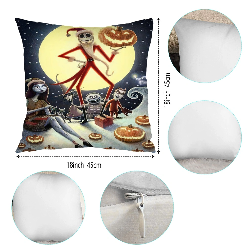 2PCS Halloween The Nightmare Before Christmas Blanket and Pillow Cover Throw Flannel Blanket For Couch For Sofa Throws For Couches, Outdoor Throw Blanket, Thin Blanket