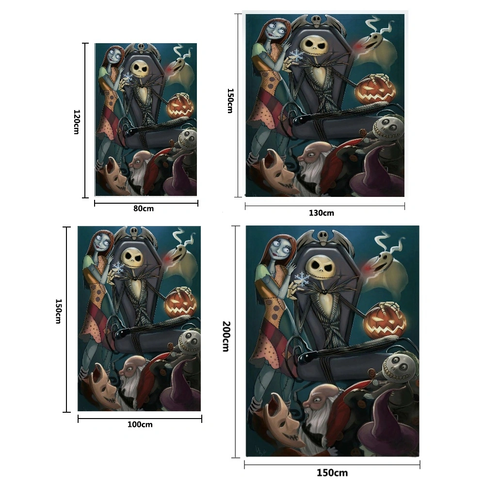 2PCS Halloween Jack Skellington Skeleton Throw Blanket and Pillow Cover, Fleece Blanket For Bed Throw Blanket, Blanket For Living Room, Big Blanket