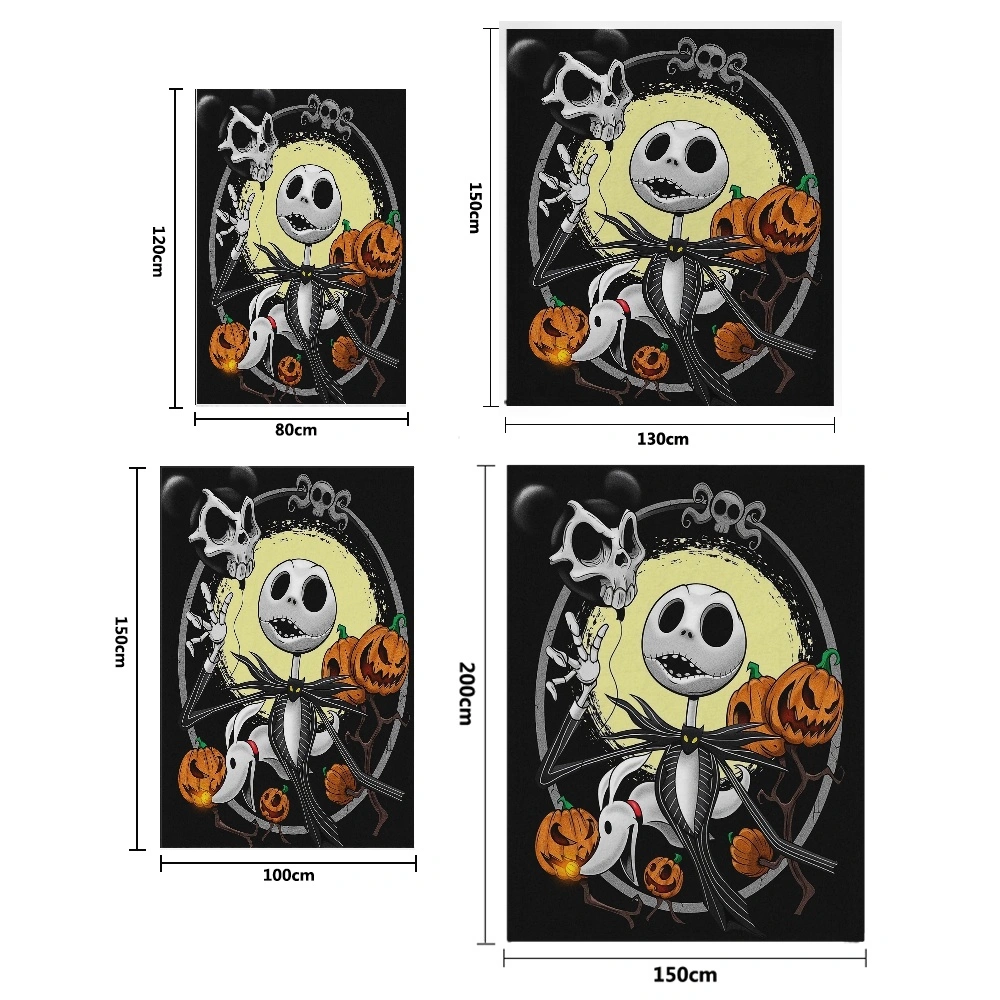 2PCS Halloween The Nightmare Before Christmas Throw Blanket and Pillow Cover Fleece Throw For Sofa Throws For Couches, Outdoor Blanket, Small Blankets