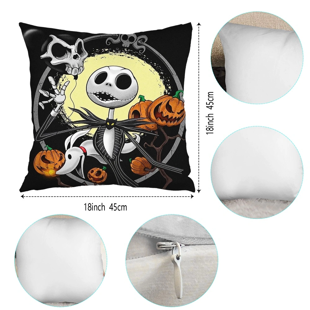2PCS Halloween The Nightmare Before Christmas Throw Blanket and Pillow Cover Fleece Throw For Sofa Throws For Couches, Outdoor Blanket, Small Blankets