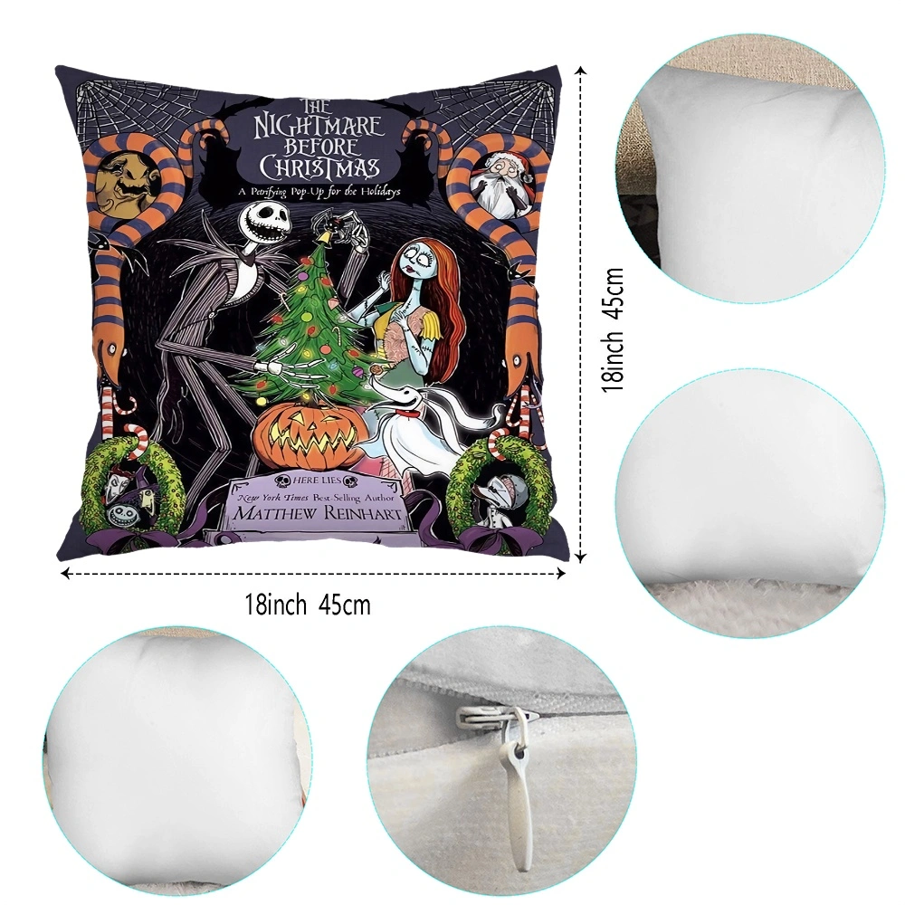 2PCS Jack Skellington Skeleton & Sally Bean Blanket and Pillow Cover, Throw Flano Blankets For Soft Lightweight Blanket, Blanket For Living Room, Small Blankets