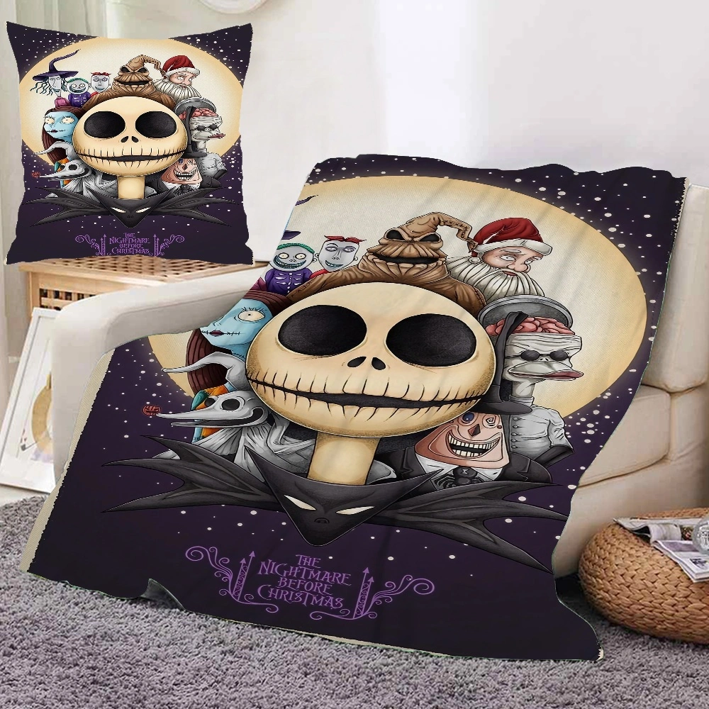 Halloween Nightmare Before Christmas Blanket and Pillow Cover Throw Blanket Fleece For Bedsure Blanket, Blanket For Living Room, Small Throw Blankets