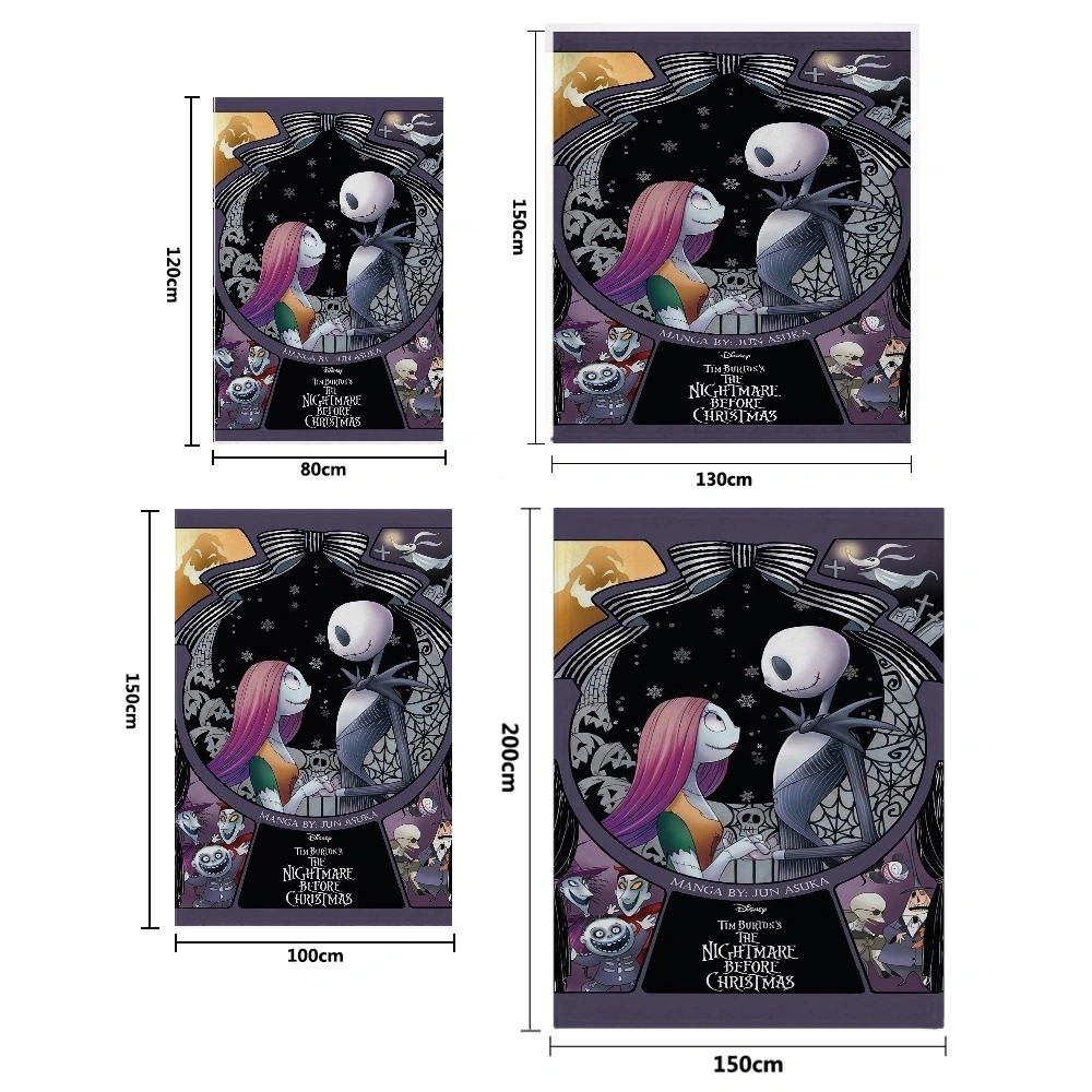 Halloween The Nightmare Before Christmas Blanket+Pillow Cover Flannel Blanket For Throw Blankets For Bed, Living Room Blanket, Large Throw Blanket