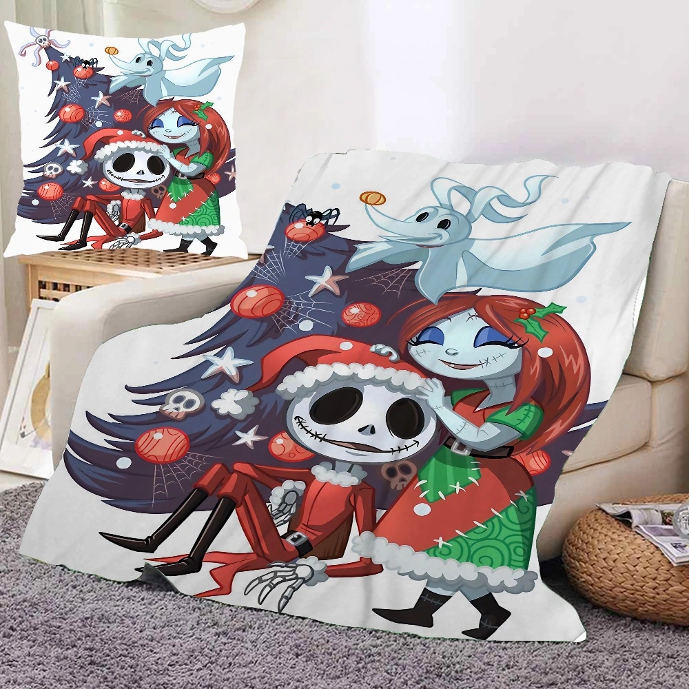 Halloween The Nightmare Before Christmas Blanket+Pillow Cover Flannel Blanket For Couch For Couch Blankets, Yoga Blanket, Big Blanket