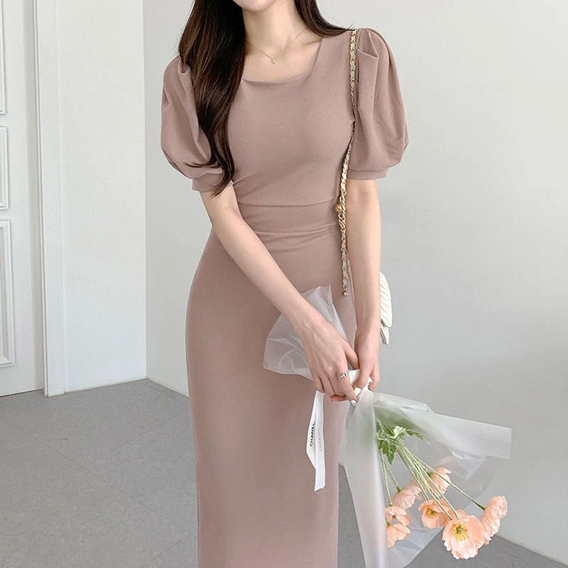 Women's Square Collar Tight Dress