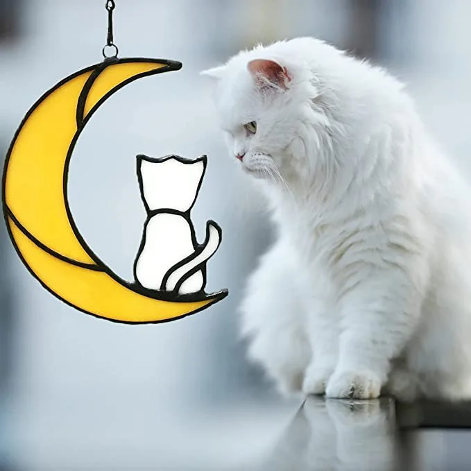 Moon Cat Flat Pendant Acrylic Indoor Window Decoration Commemorative Gift