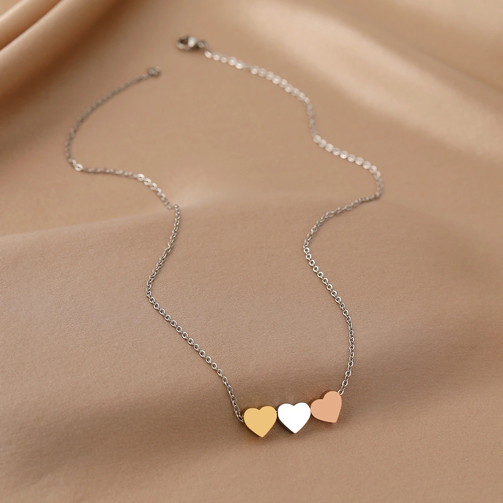 Titanium Steel Simple Heart Clavicle Chain