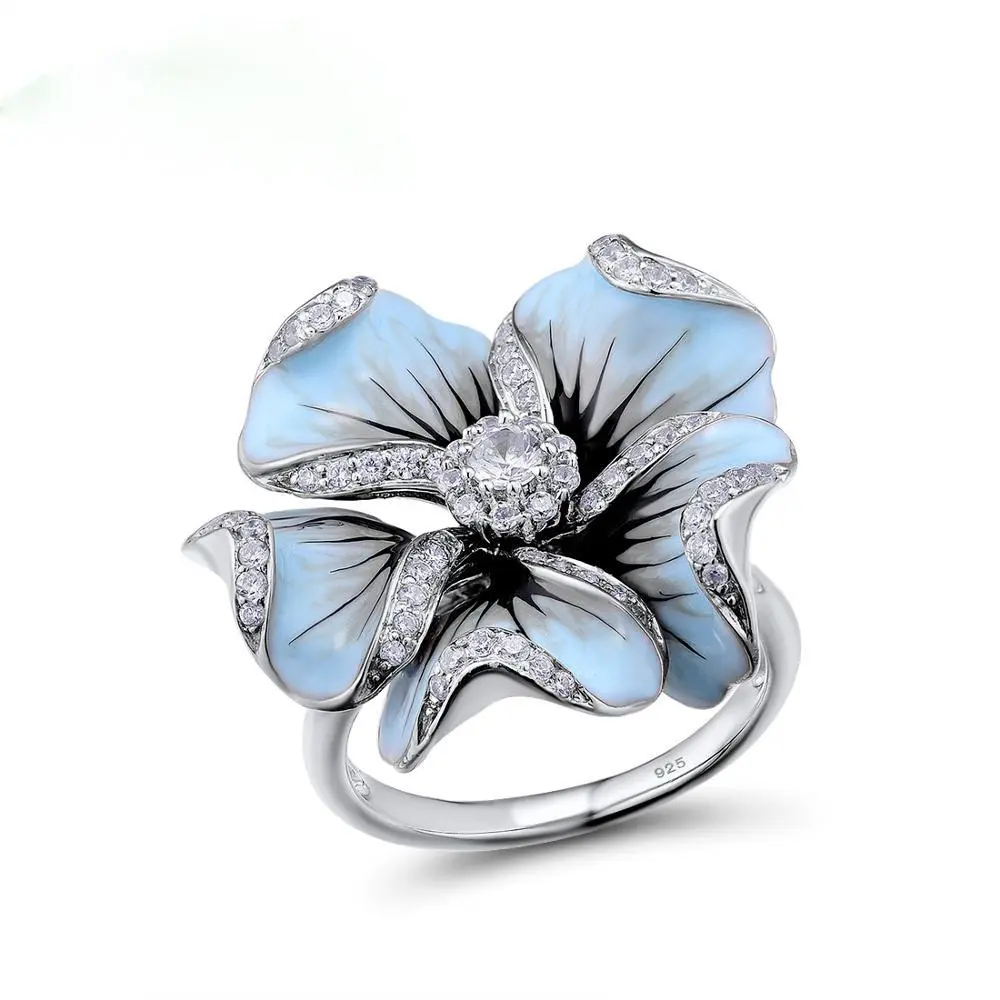 Women Deluxe Elegant Lotus Bud Rings Vintage Jewelry Promise Engagement Party Wedding Ring