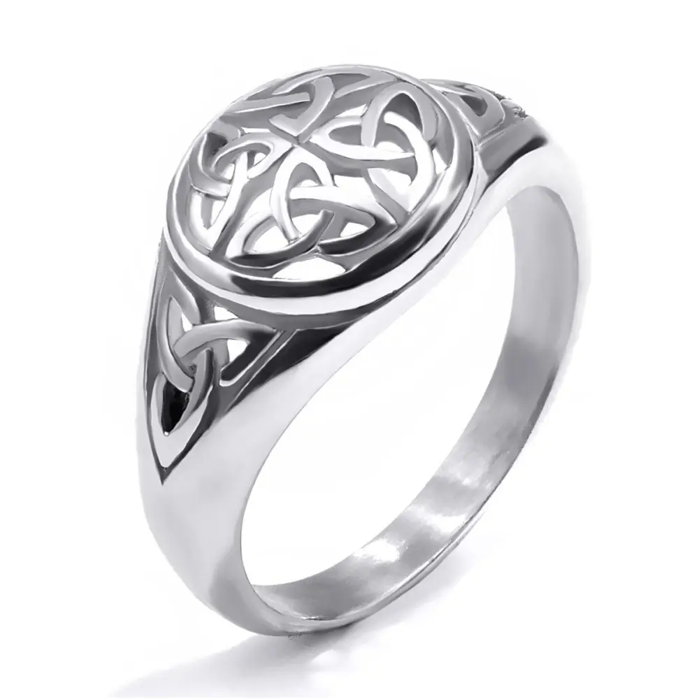 Classic Irish Pattern Celtic Knot Stainless Steel Ring Anniversary Ring Fashion Titanium Jewelry