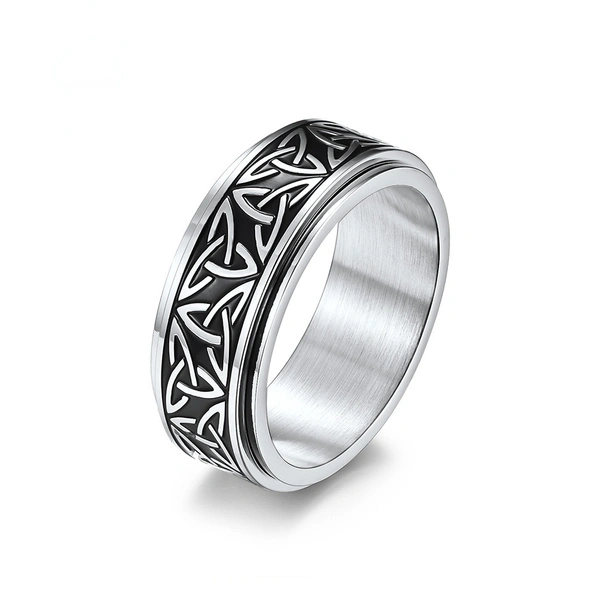 Nordic Celtic triangle knot rotatable stainless steel ring men and women decompression titanium steel ring jewelry