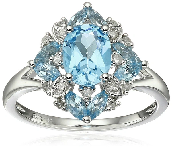 Gorgeous 925 Sterling Silver Lake Blue Aquamarine Wedding Engagement Ring Size6-10