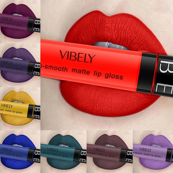 Vibely 29 Colors Moisturizer Waterproof Lipstick Makeup Long Lasting Matte Velvet Dark Color Lip Gloss for Women Girls