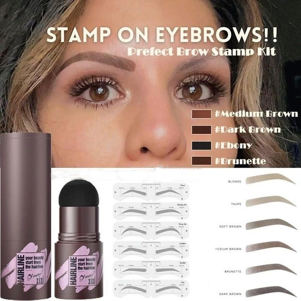 Natural Contour Waterproof Eyebrow Brush, Contains 10 Reusable Eyebrow Templates Eyebrow Pencil Stamp Styling Kit One-step Styling Make-up Set Ladies Make-up