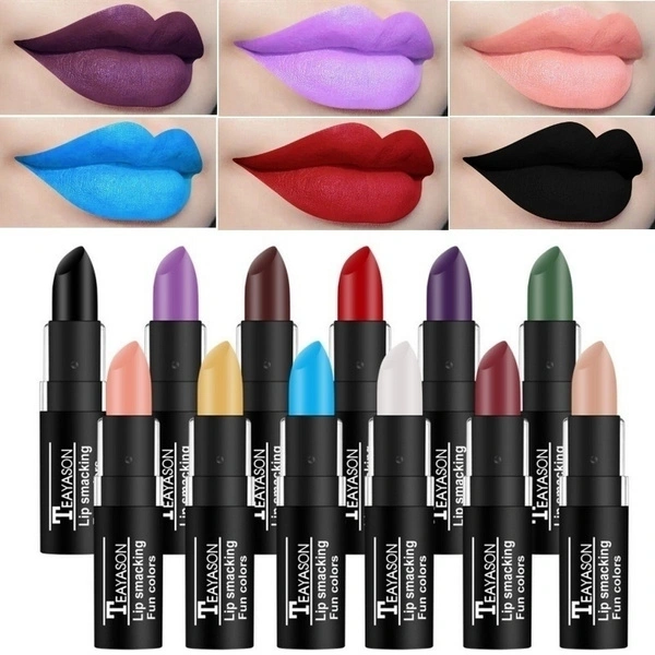 High Quality Personalise Waterproof Velvet Matte Long Lasting Pigment Nude Purple Black Blue Red Lipstick Luxury Party Lips Makeup Cosmetics