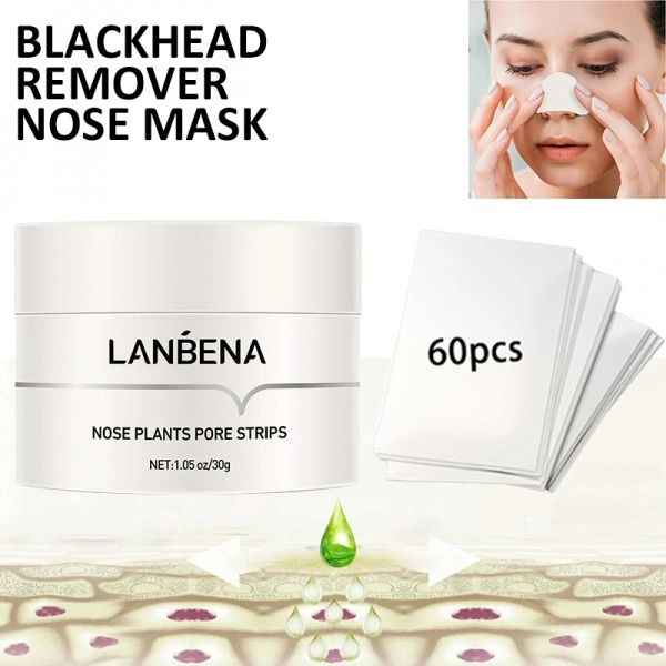 Newly 30g Blackhead Remover Nose Mask Pore Peel Off + 60pcs Paper Strips