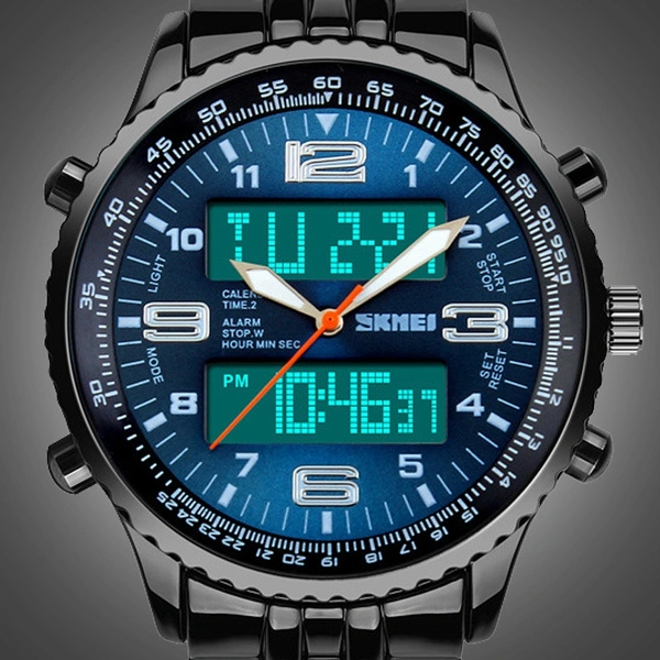 SKMEI Men Military Wrist Watches Stainless Steel Sports Watches Digital LED Quartz Watches 1032