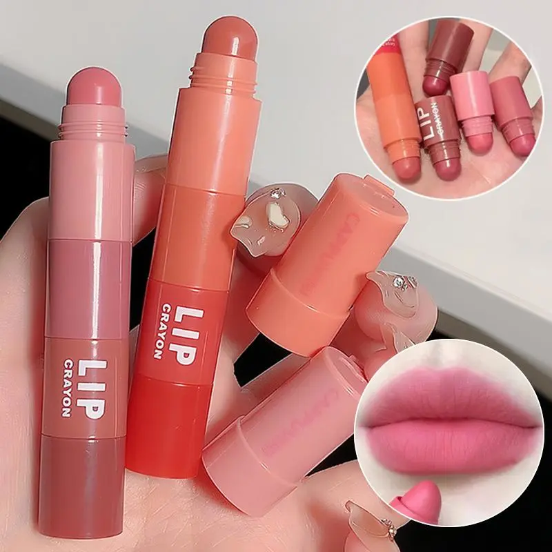 4 In 1 Nude Matte Lipstick Pencil Kit Velvet Sexy Red Lip Tint Non-stick Cup Multicolour Lipstick Pen Makeup Lips Cosmetic Set