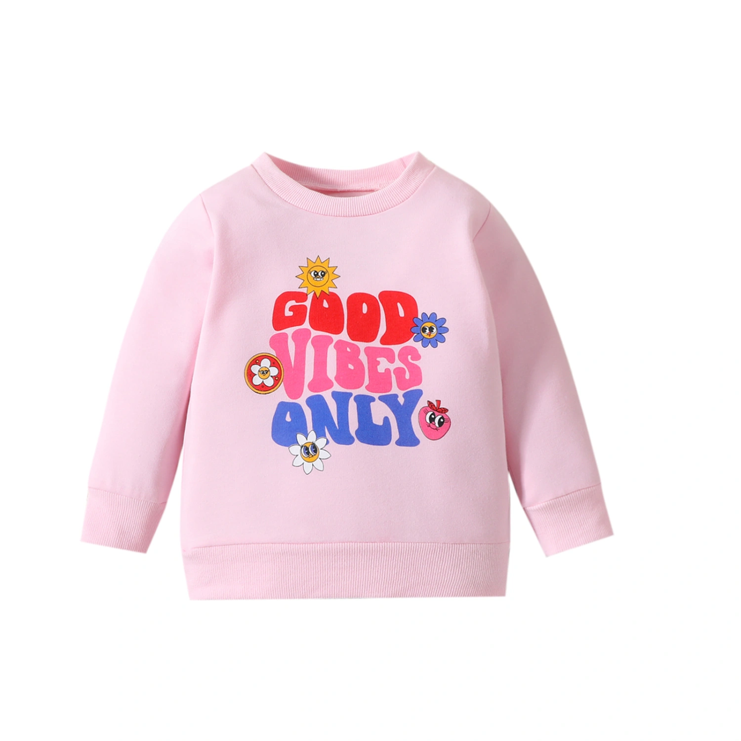 Baby Girl Letter Print Sweatshirts Toddler Crew Neck Pullovers Tops