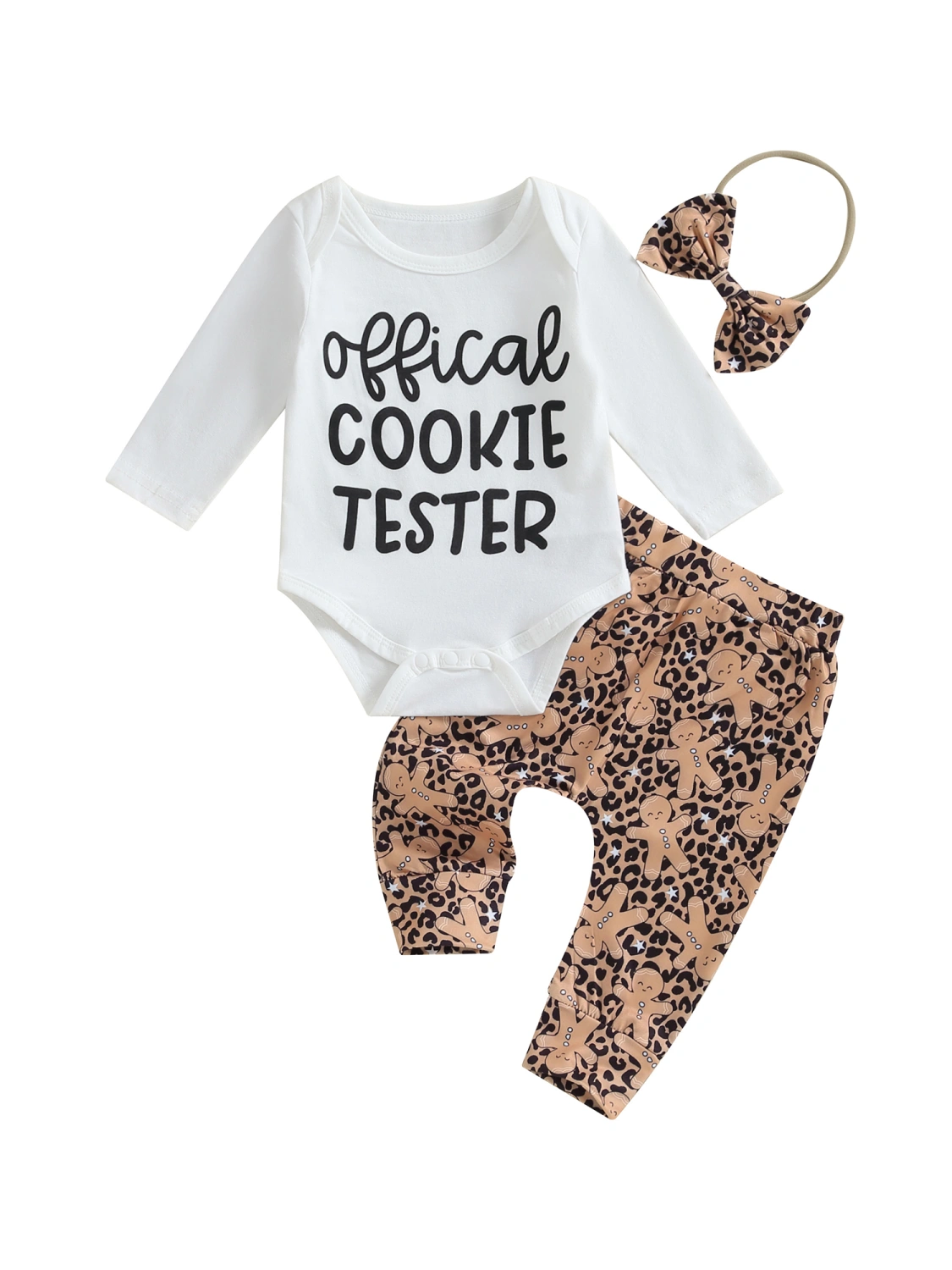Baby Girls Fall Outfit, Letters Romper Gingerbread Man Pants Headband