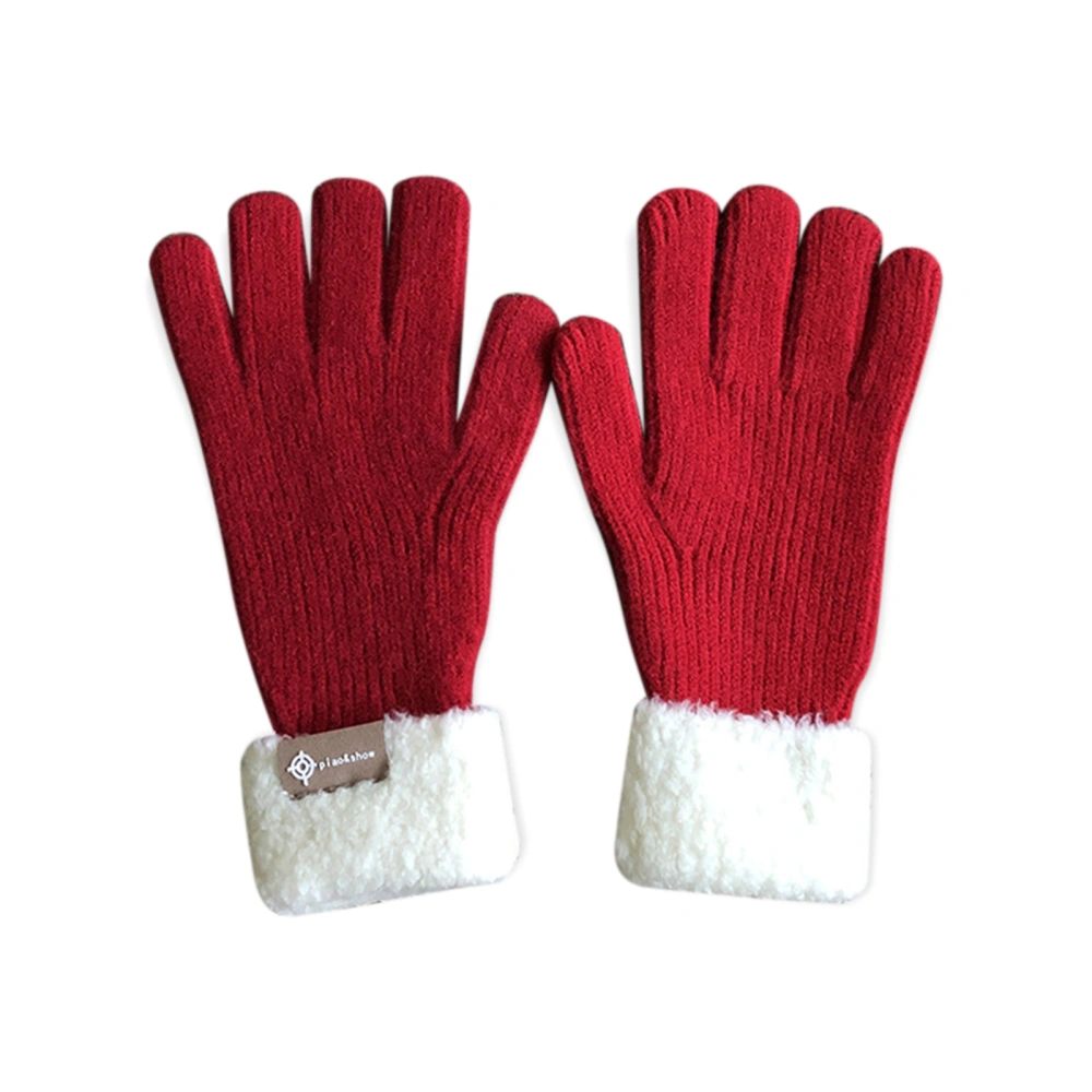 Women Knit Gloves, Patchwork Warm Winter Touchscreen Thick Mittens