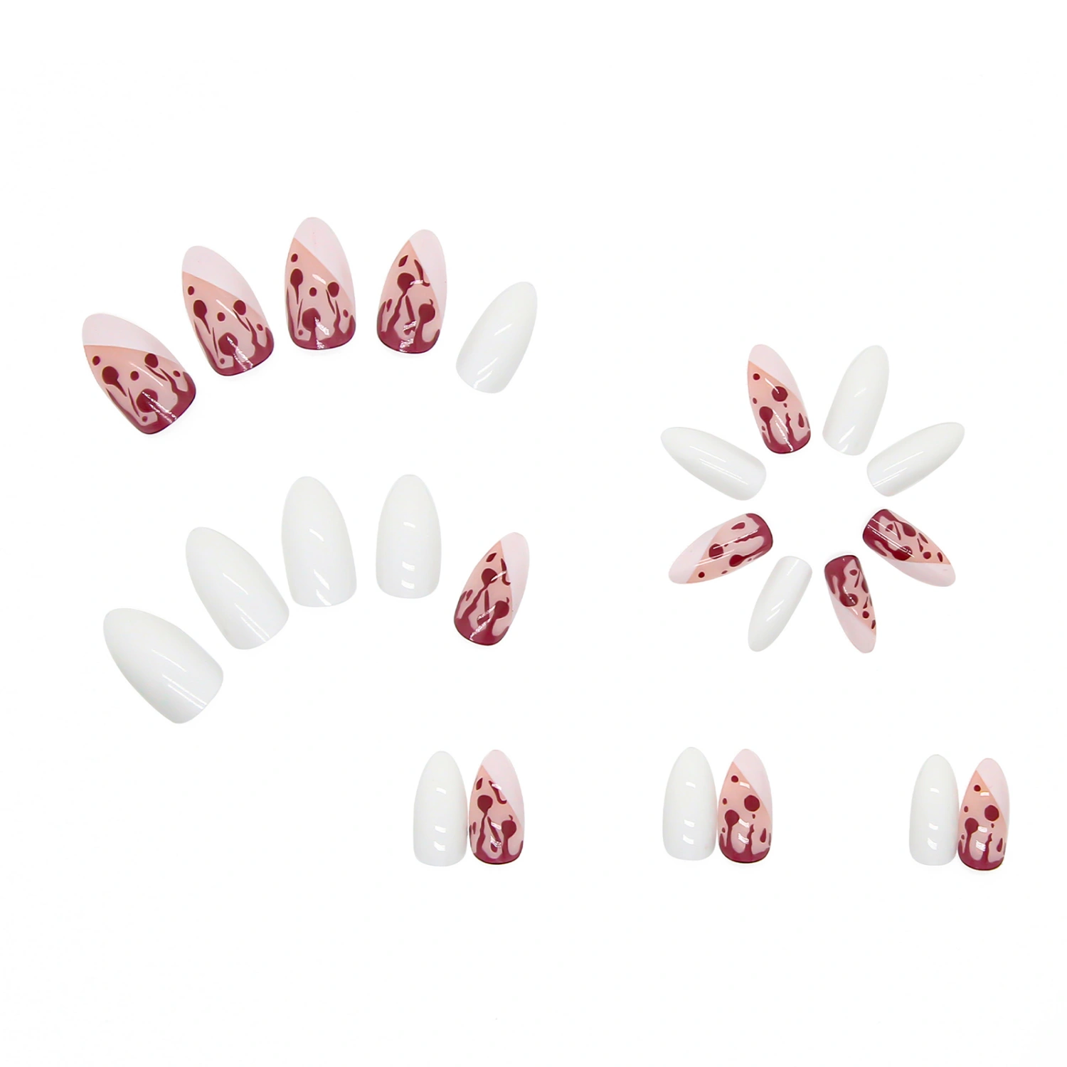 Halloween Press On Nails Almond, Fake Nails Water Droplets False Nails