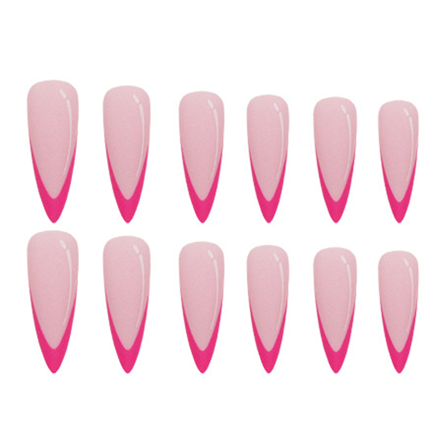 Press on Nails 24Pcs Almond Shaped Long Fake Nails Pink Glue On Nails