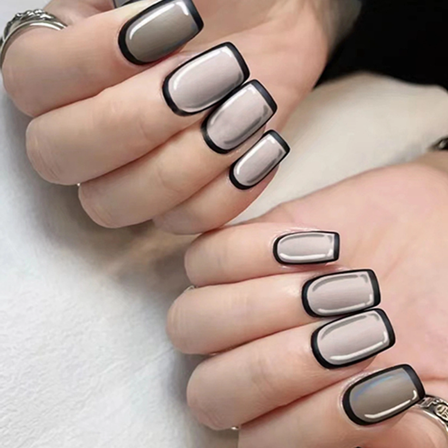 Short Press on Nails 24Pcs Square Fake Nails Full Cover Glue On Nails