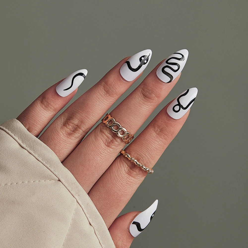 Halloween Fake Nails, DIY Snake False Nail Tips Manicure Nail Art