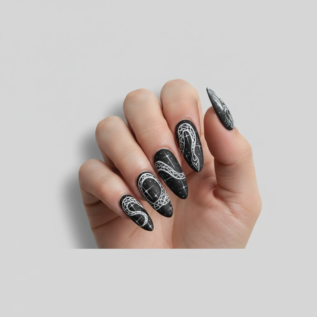 Halloween Fake Nails, DIY Skull False Nail Tips Manicure Nail Art
