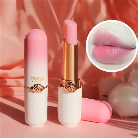 Moisturizing Lipstick Peach Girl Crystal Temperature Change Lip Balm Waterproof Non Stick Cup Lip Makeup Cosmetics