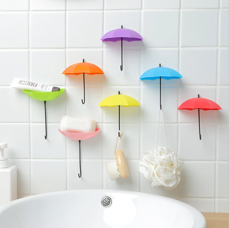 Umbrella Shape Cute Self Adhesive Wall Door Hook Hanger Bag Keys Bathroom Kitchen Sticky Ho