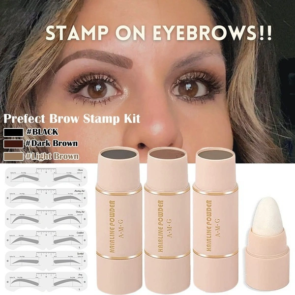 1 Pcs Eyebrow Stamp With 6 Kind Eyebrow Stencil Shaping Makeup Kit Waterproof Brow Powder Vegan Eye Eyebrow Definer Brow Style