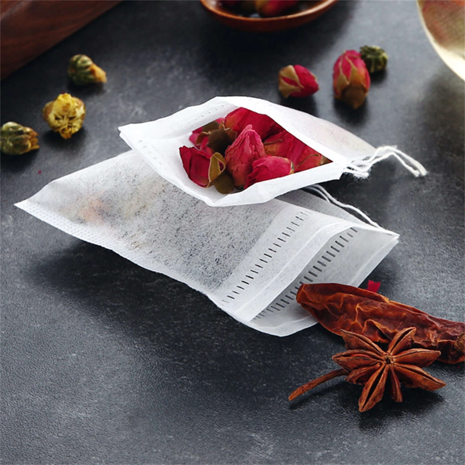 Disposable Drawstring Tea Infusers Tea Filter Bags for Loose Tea