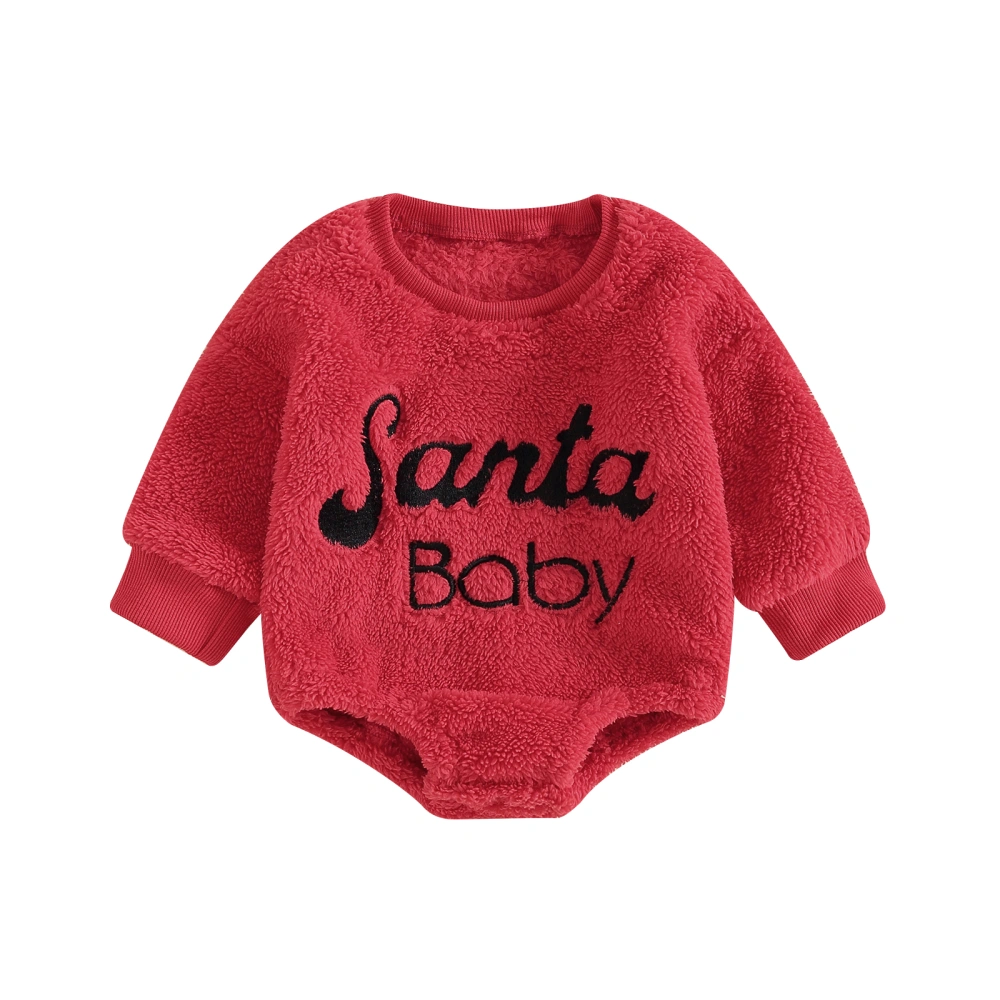 Baby Christmas Romper, Long Sleeve Crew Neck Letters Winter Bodysuit