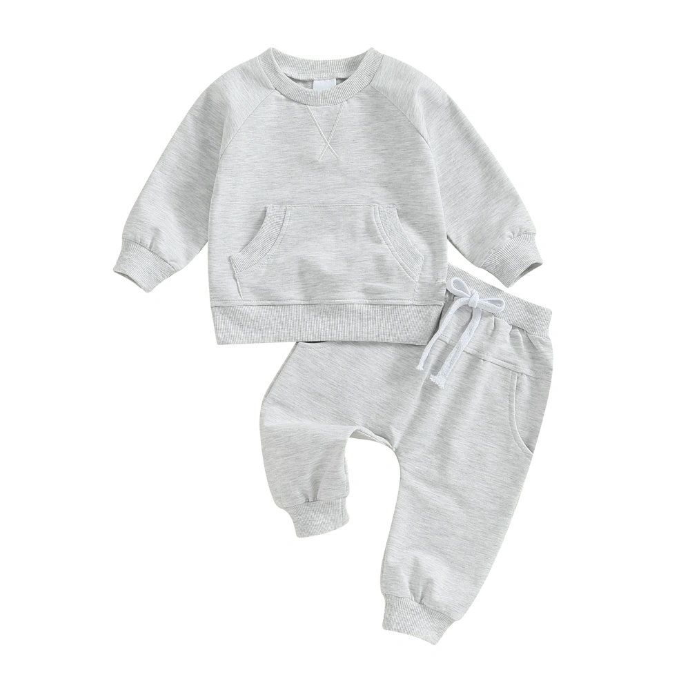 Baby Pants Set, Long Sleeve Embroidery Sweatshirt with Sweatpants