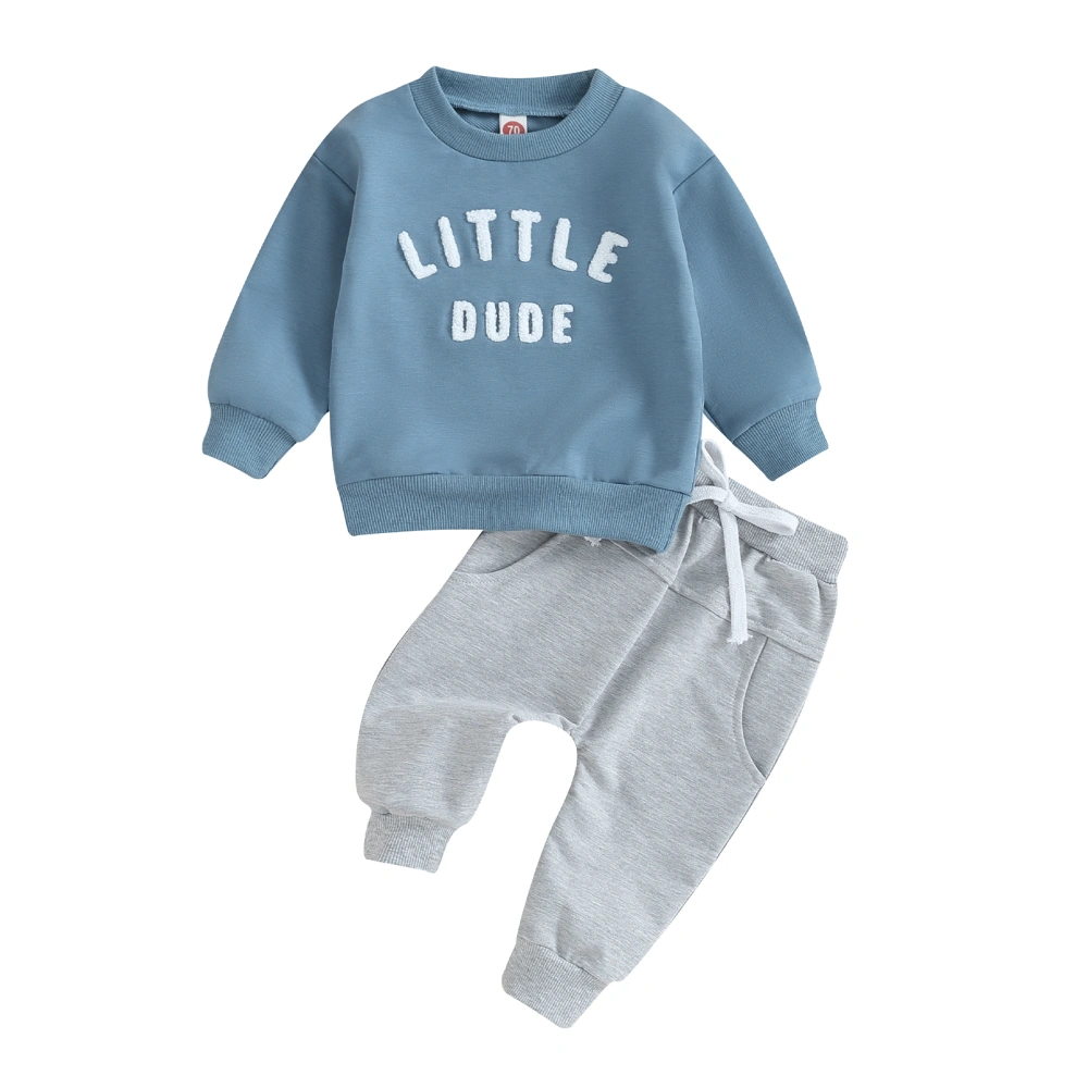 Baby Boy 2 Piece Outfit Letter Embroidery Sweatshirt and Elastic Pants