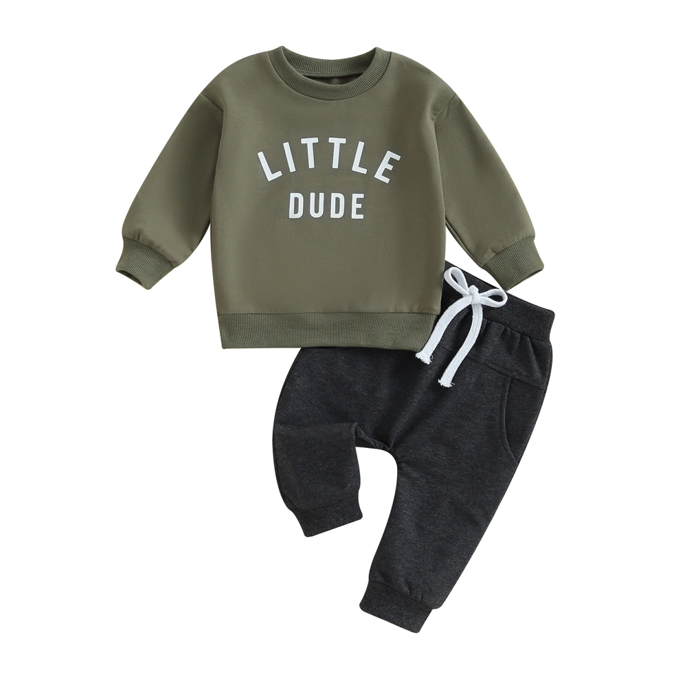 Baby Boy Letter Print Long Sleeve Round Neck Sweatshirt and Pants