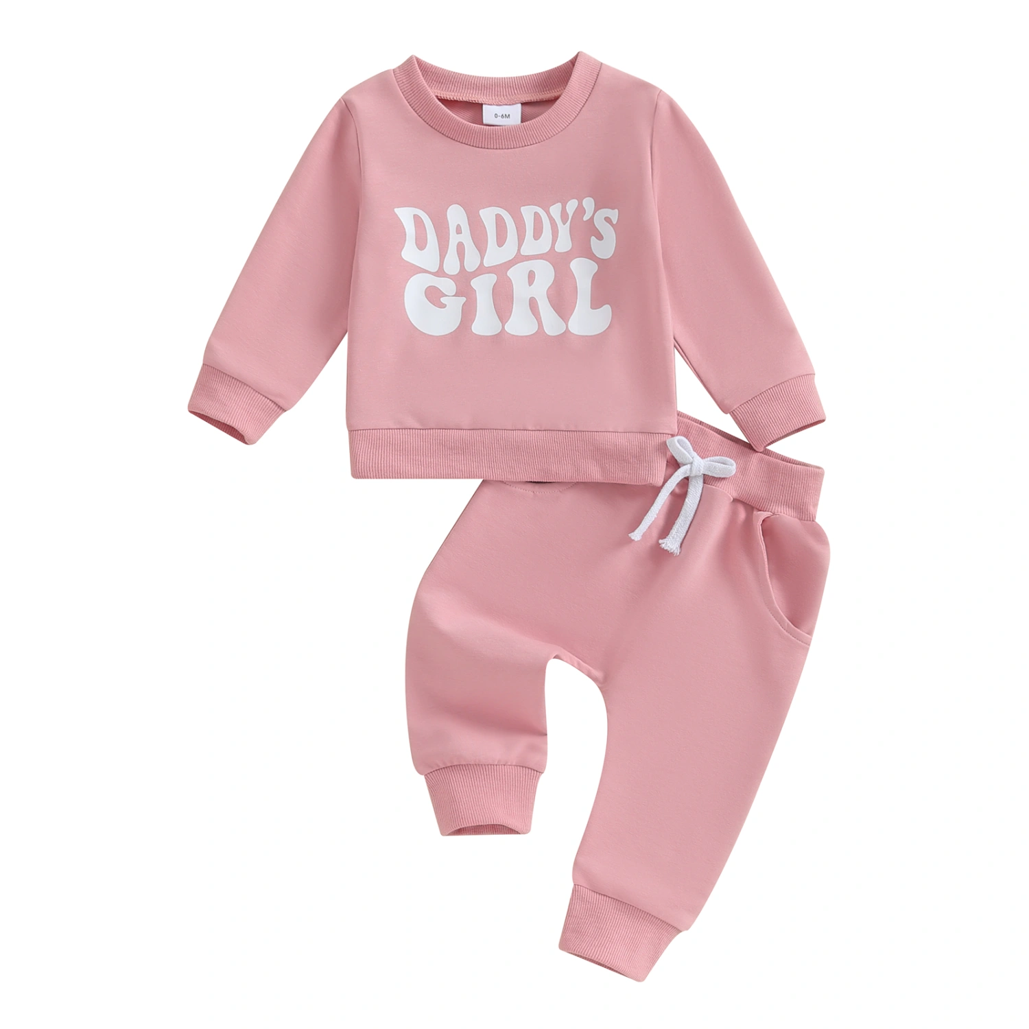 Baby Girl Pants Outfits Letter Print Round Neck Sweatshirt Pants