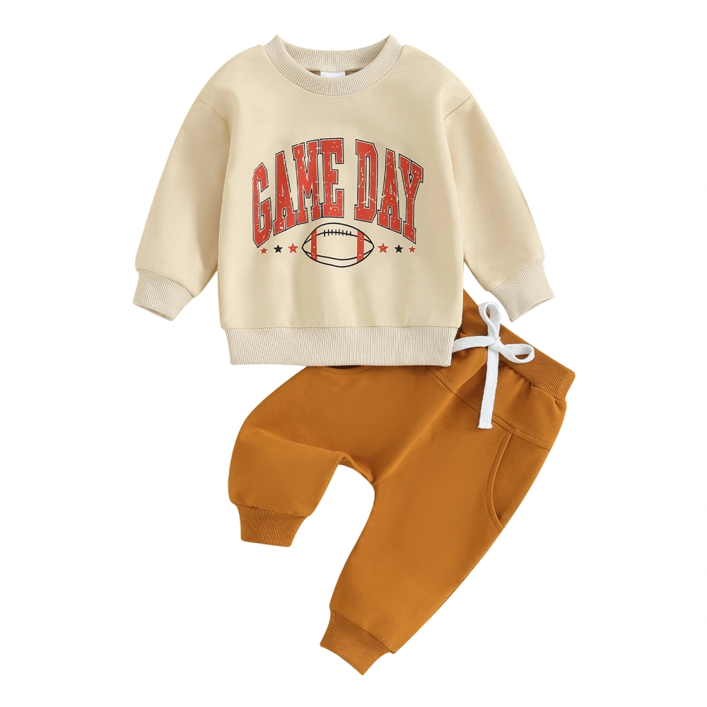 Toddler Boys Letter Rugby Print Sweatshirt and Drawstring Pants Sets