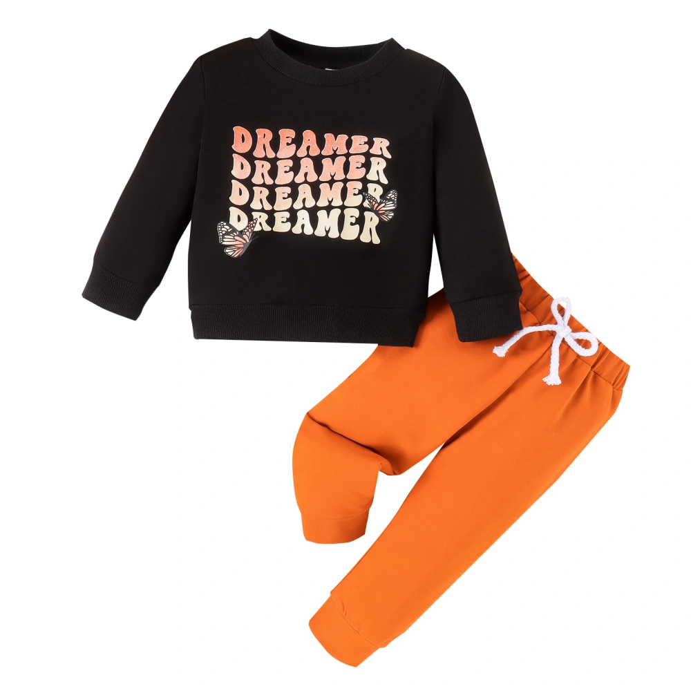 Baby 2 Piece Cute Outfit Letter Print Long Sleeve Sweatshirt and Pants