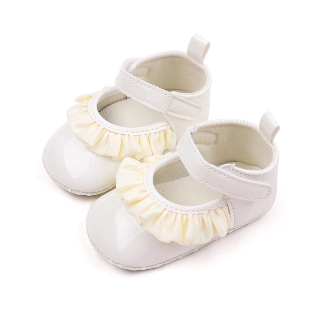 Baby Girls Mary Jane Shoes Ruffled PU Princess Flats Walking Shoes 