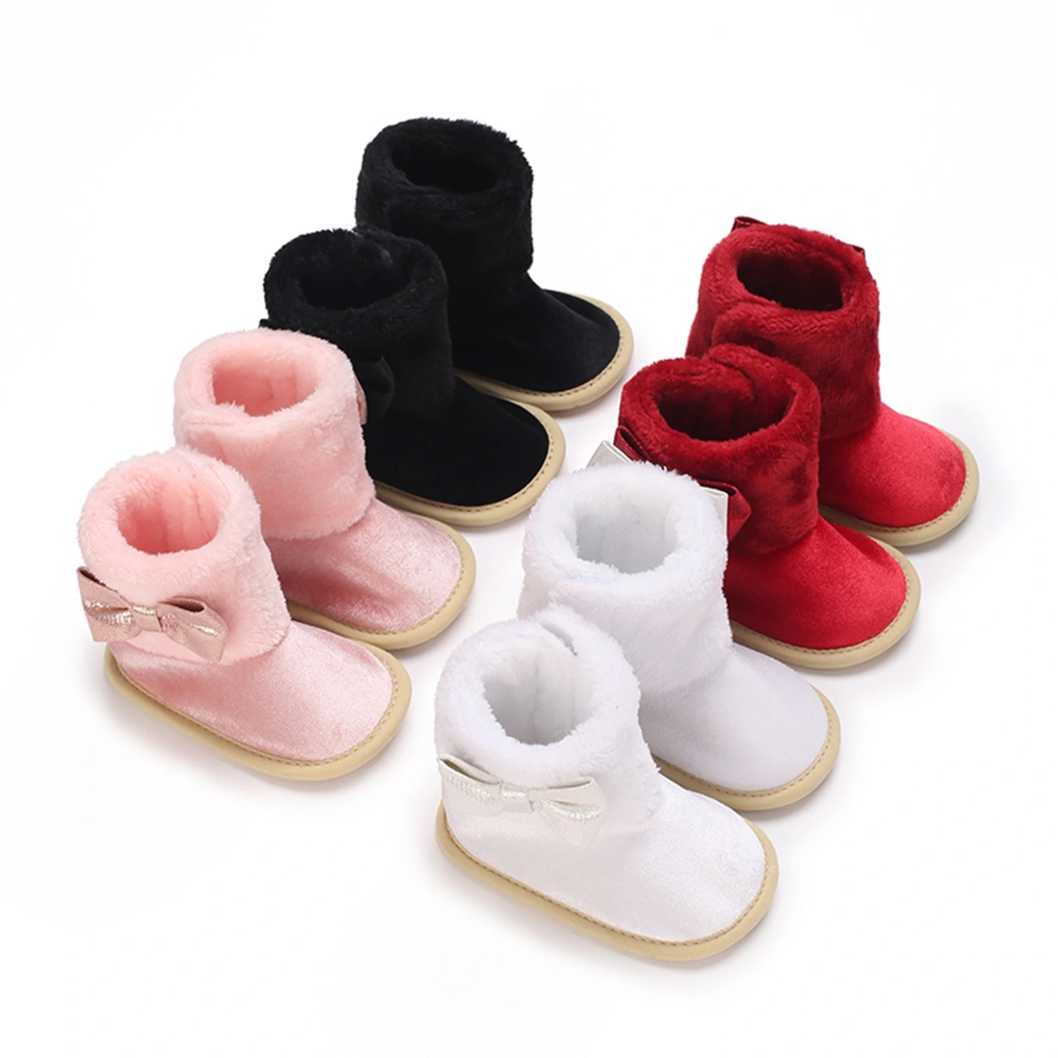 Infant Winter Snow Boots Bow Decorated Warm Baby First Walker Shoes