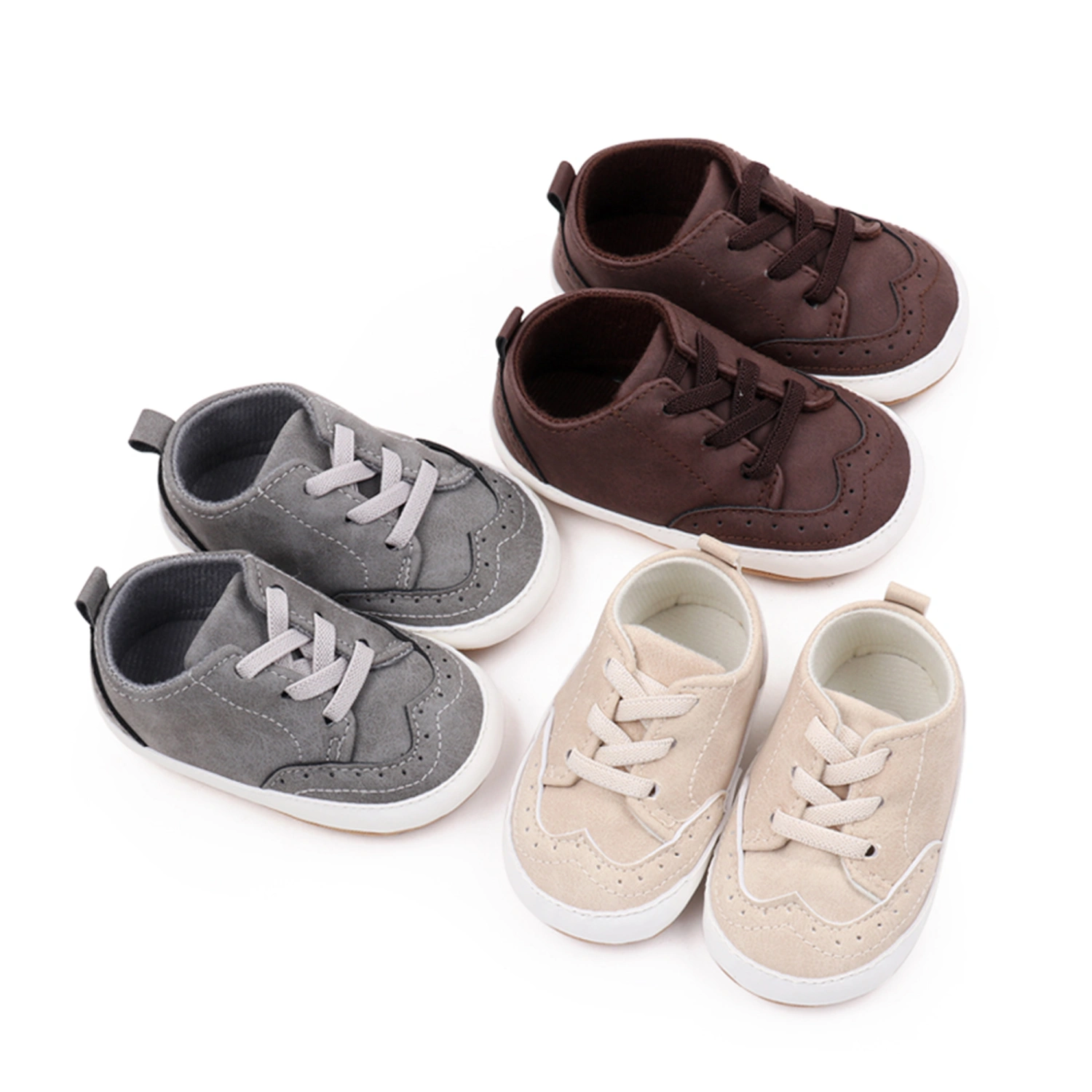 Infant Baby Boys Girls Moccasins Sneakers Tie-Up Soft Sole Flat Shoes