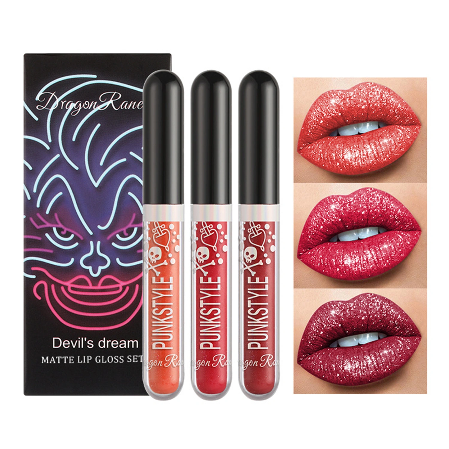 Halloween Diamond Shining Sparkle Liquid Lipstick Lip Gloss Kit
