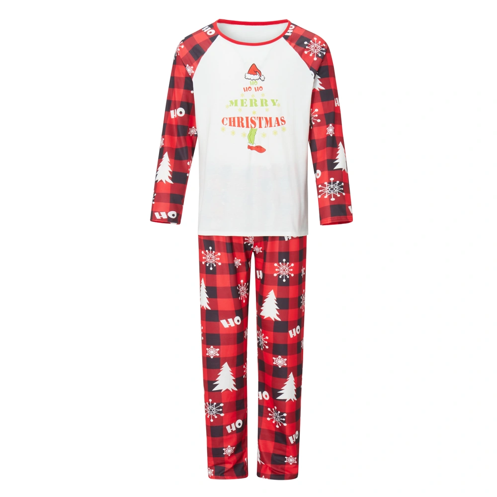 Christmas Family Pajamas Matching Raglan Sleeve Tops and Plaid Pants