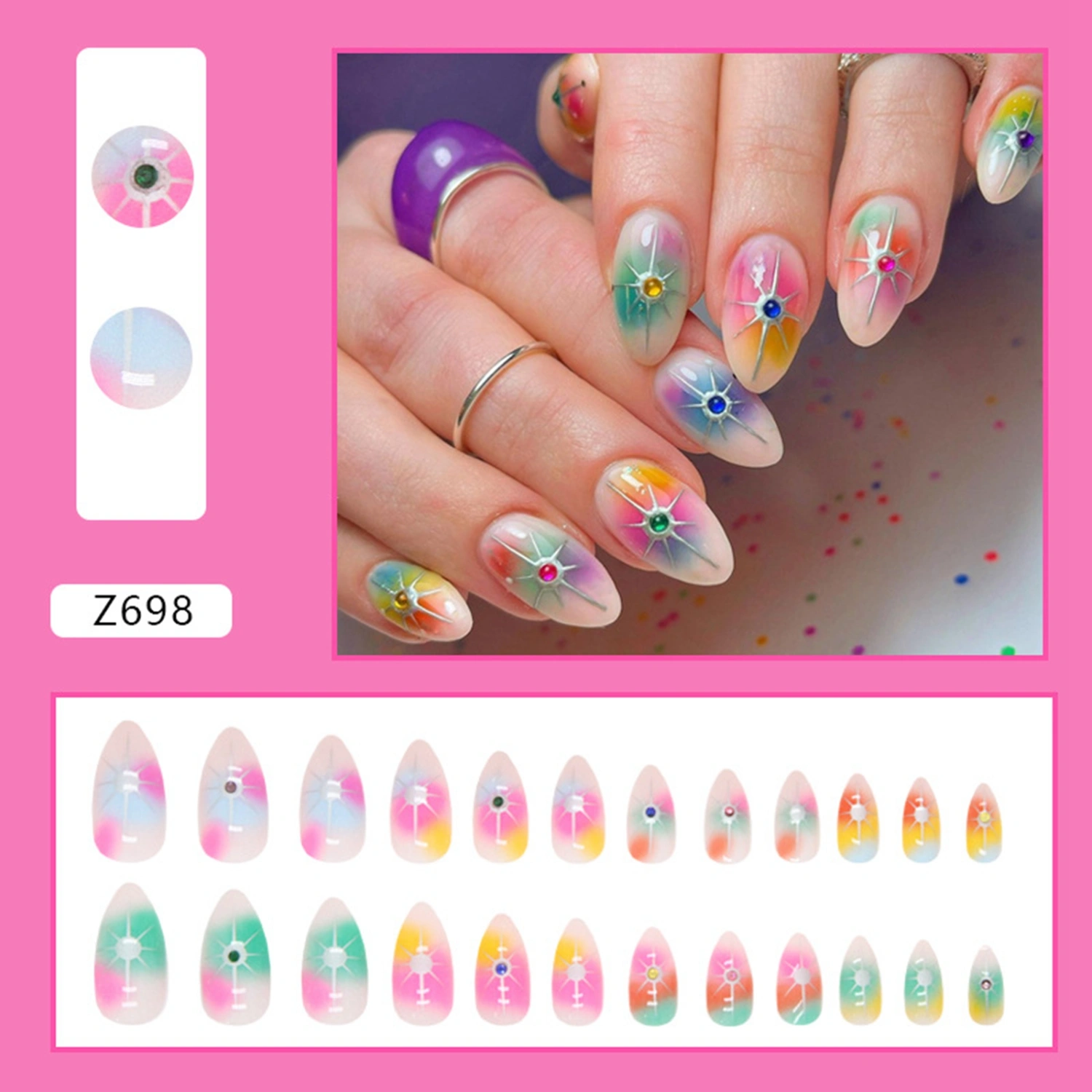 Halloween Press On Nails Almond, Fake Nails False Nails Decoration